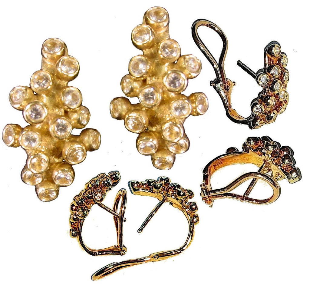 Grapes Huggie Earrings-14K Gold with Diamonds