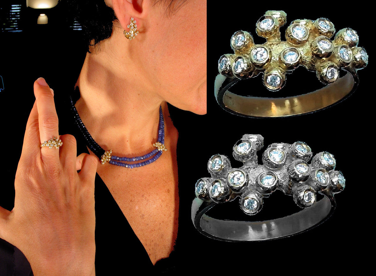 Grapes Ring, 18K Gold with Diamonds