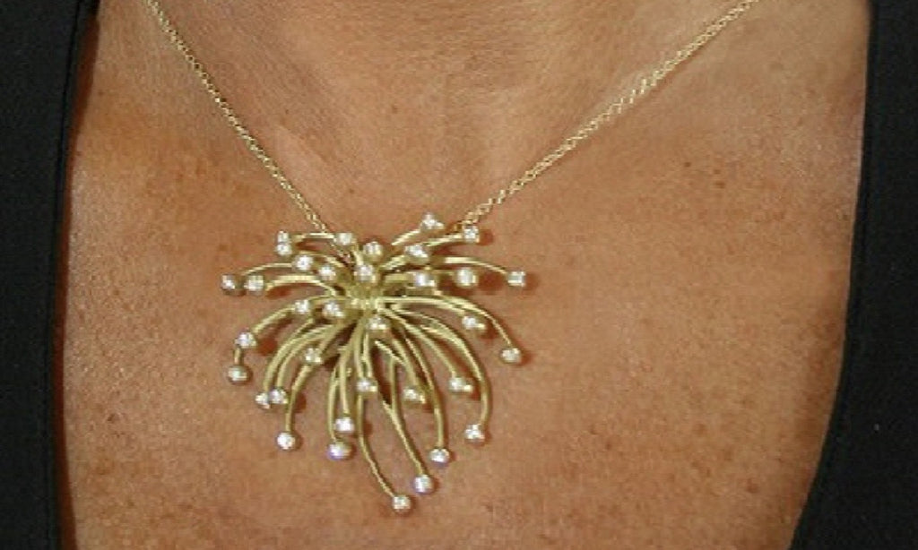 Superstar Necklace. Fireworks-14K gold with diamonds: Celebrate Life!