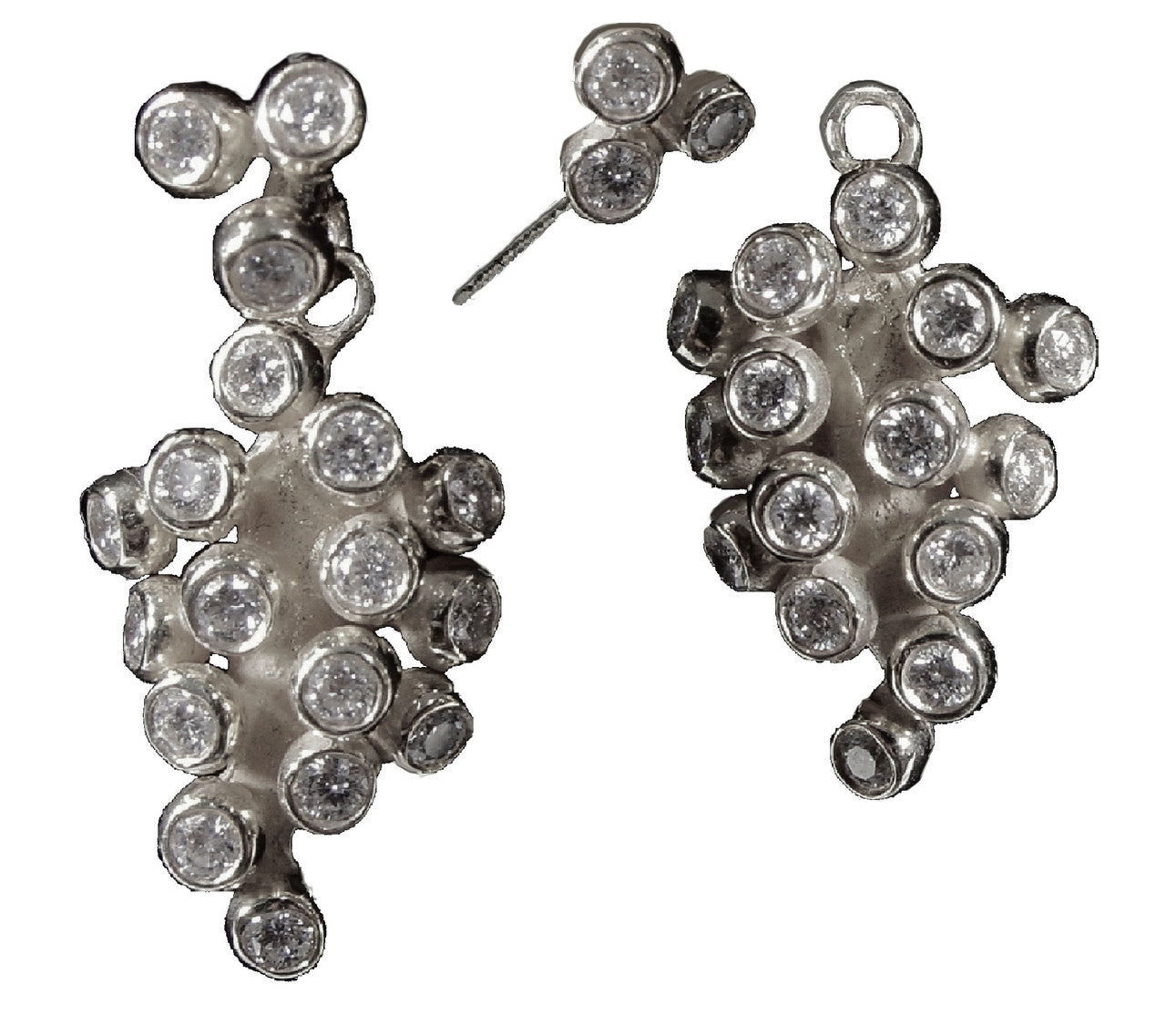 Demi Grape Earrings, Detachable Stud and Drop, 2 parts: 18K Gold & Diamonds