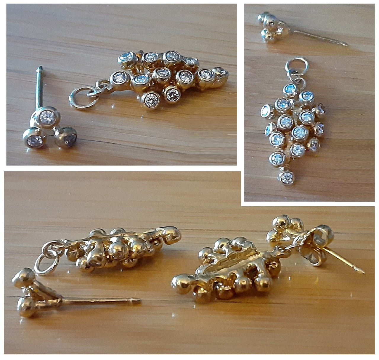 Demi Grape Earrings, Detachable Stud and Drop, 2 parts: 18K Gold & Diamonds