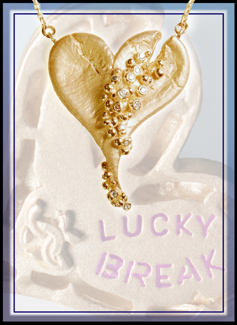 Hearts-Lucky Break Necklace-Large-18K Gold with Overflowing Diamonds
