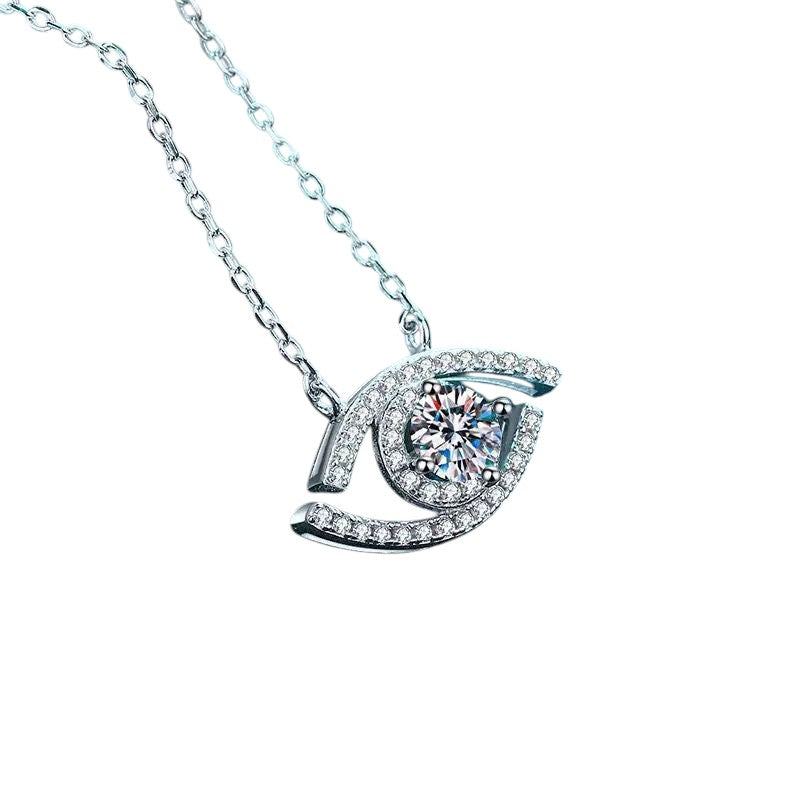 Moissanite Evil Eye Pendant Necklace -0.5 ct-0