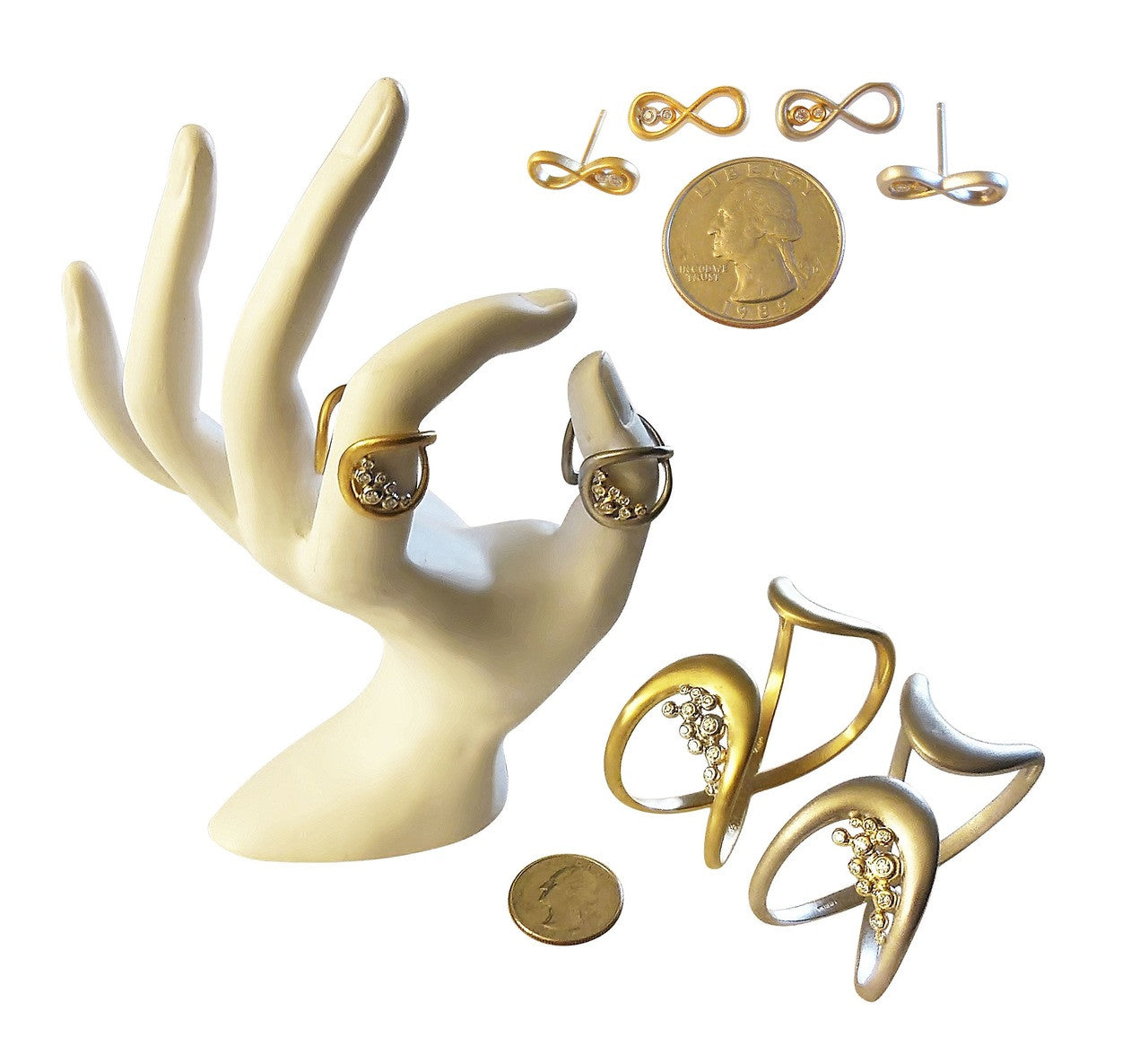 Infinity Cuff Bracelet: Overflowing Diamond Dots. 18K Gold