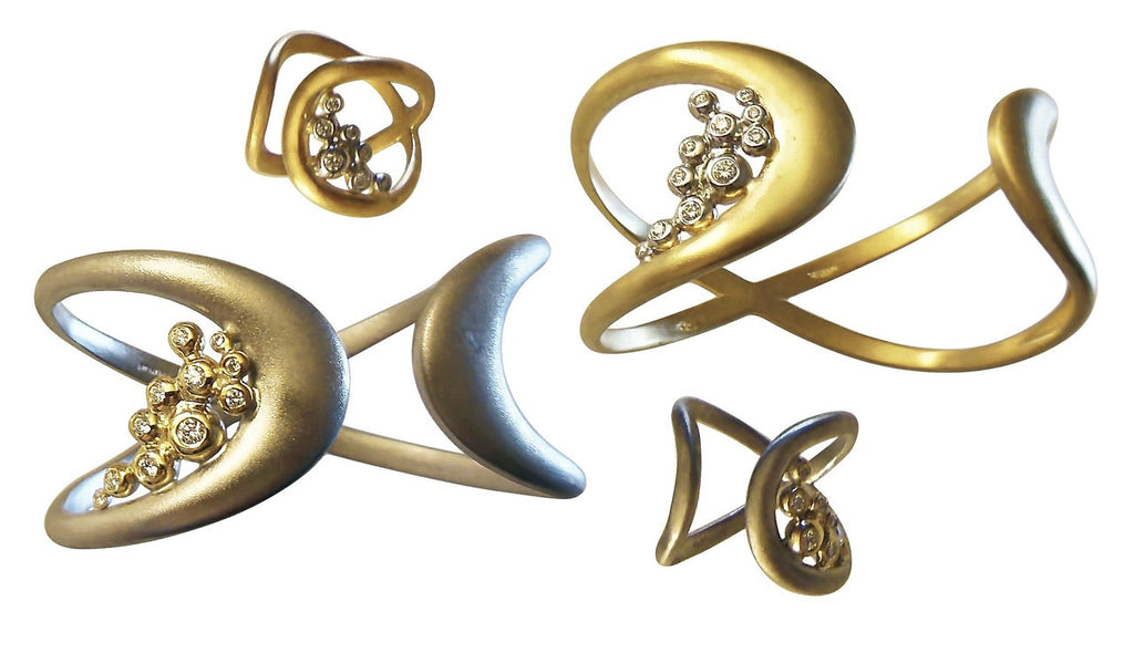 Infinity Cuff Bracelet: Overflowing Diamond Dots. 18K Gold