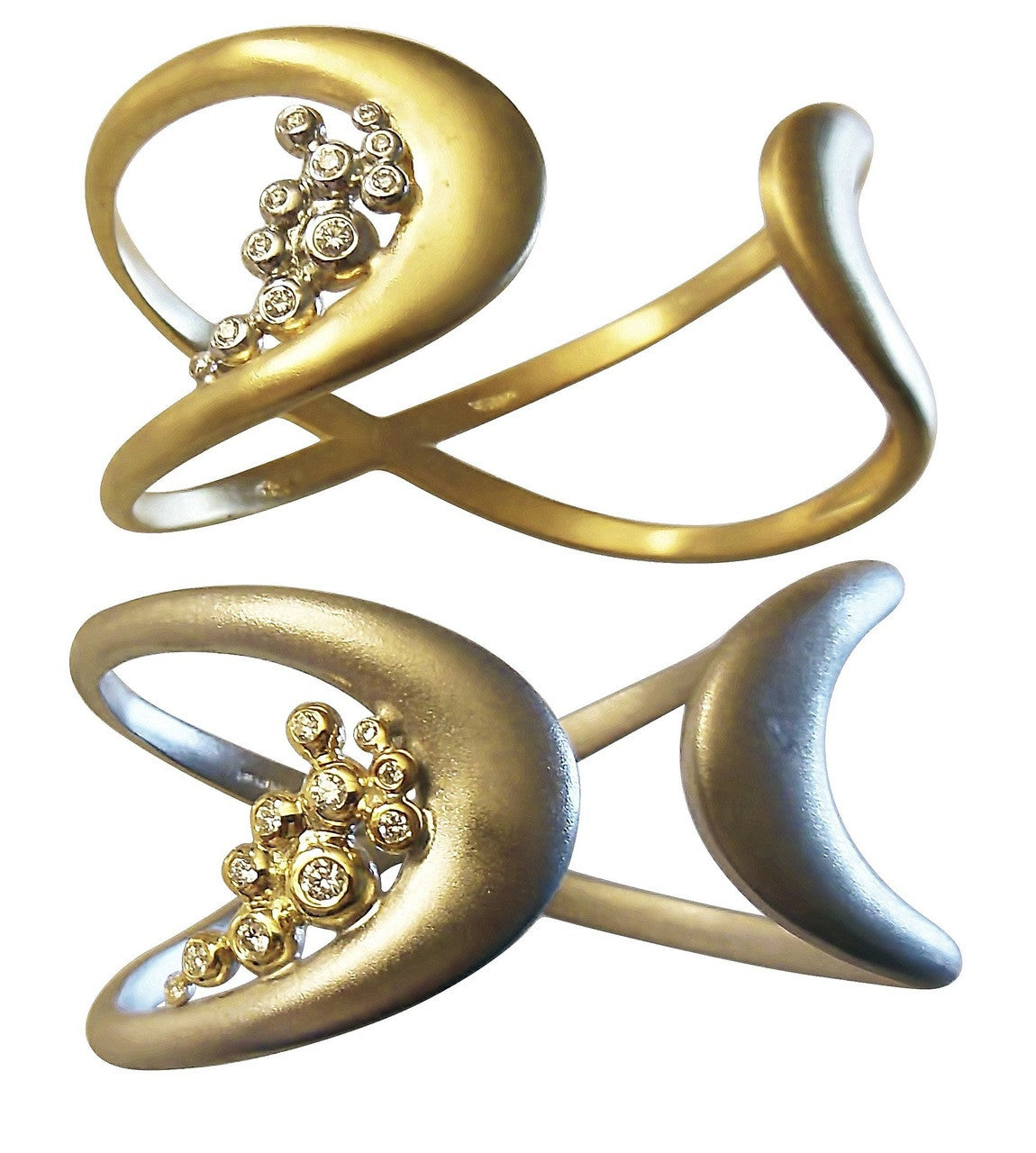 Infinity Cuff Bracelet: Overflowing Diamond Dots. 14K Gold