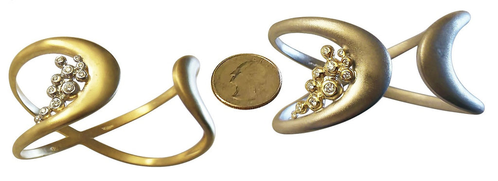 Infinity Cuff Bracelet: Overflowing Diamond Dots. 14K Gold