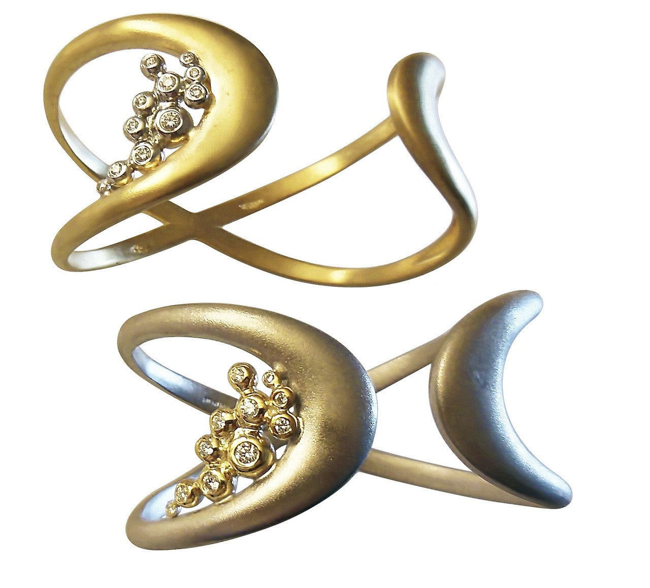 Infinity Cuff Bracelet: Overflowing Diamond Dots. 14K Gold