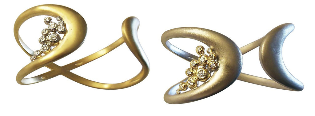 Infinity Cuff Bracelet: Overflowing Diamond Dots. 18K Gold