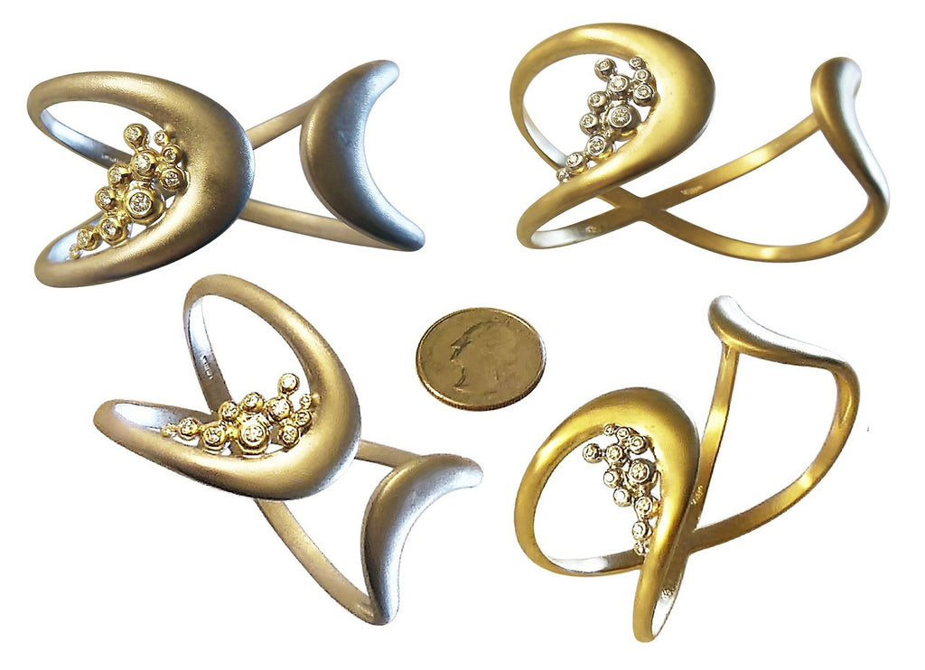 Infinity Cuff Bracelet: Overflowing Diamond Dots. 14K Gold