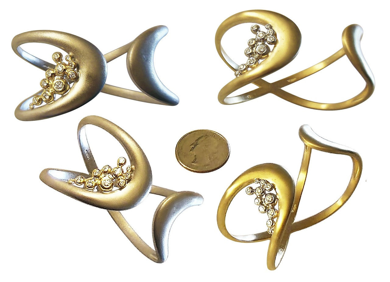 Infinity Cuff Bracelet: Overflowing Diamond Dots. 14K Gold