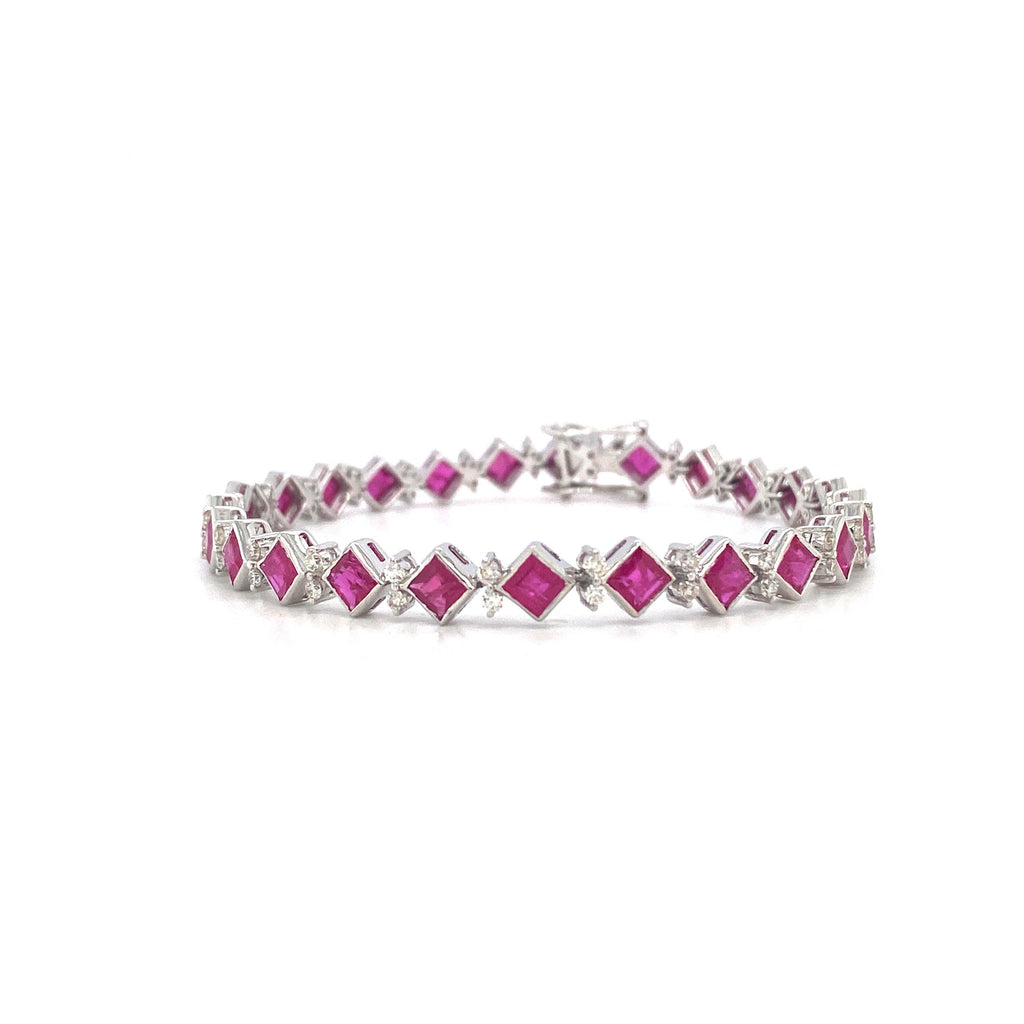 Ruby and Diamond Bracelet in 18K White Gold - KGD 40783