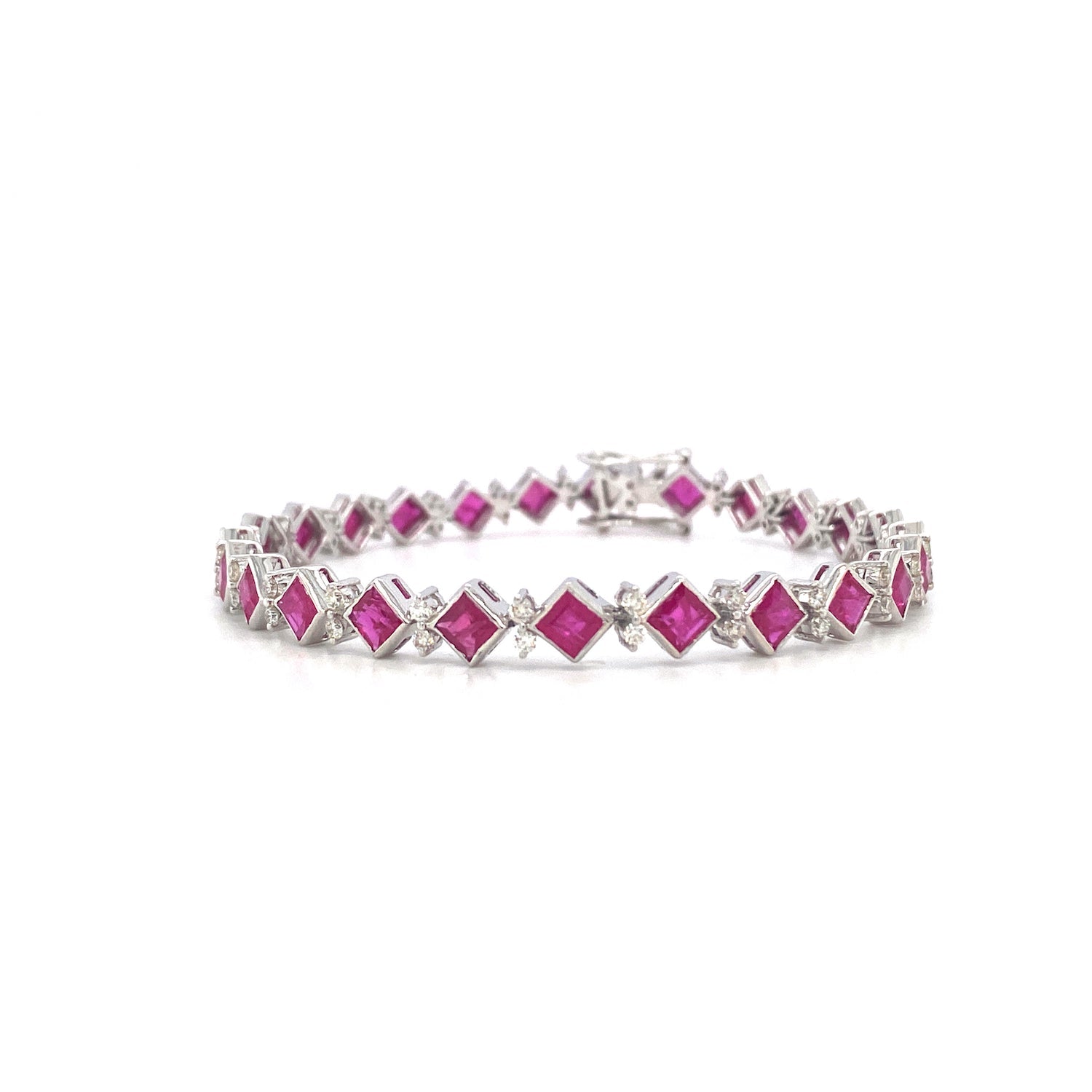 Ruby and Diamond Bracelet in 18K White Gold - KGD 40783