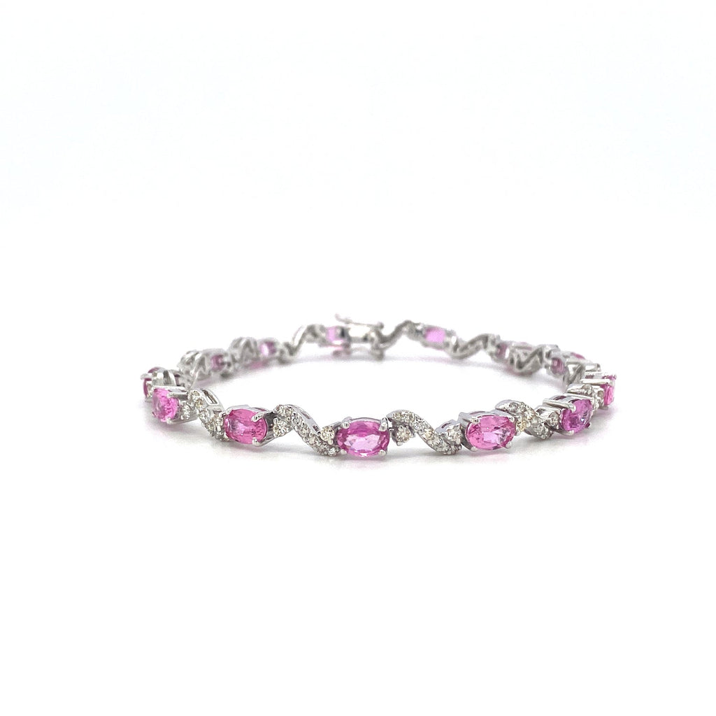 Pink Sapphire and Diamond Bracelet in 18K White Gold - KGD 40980