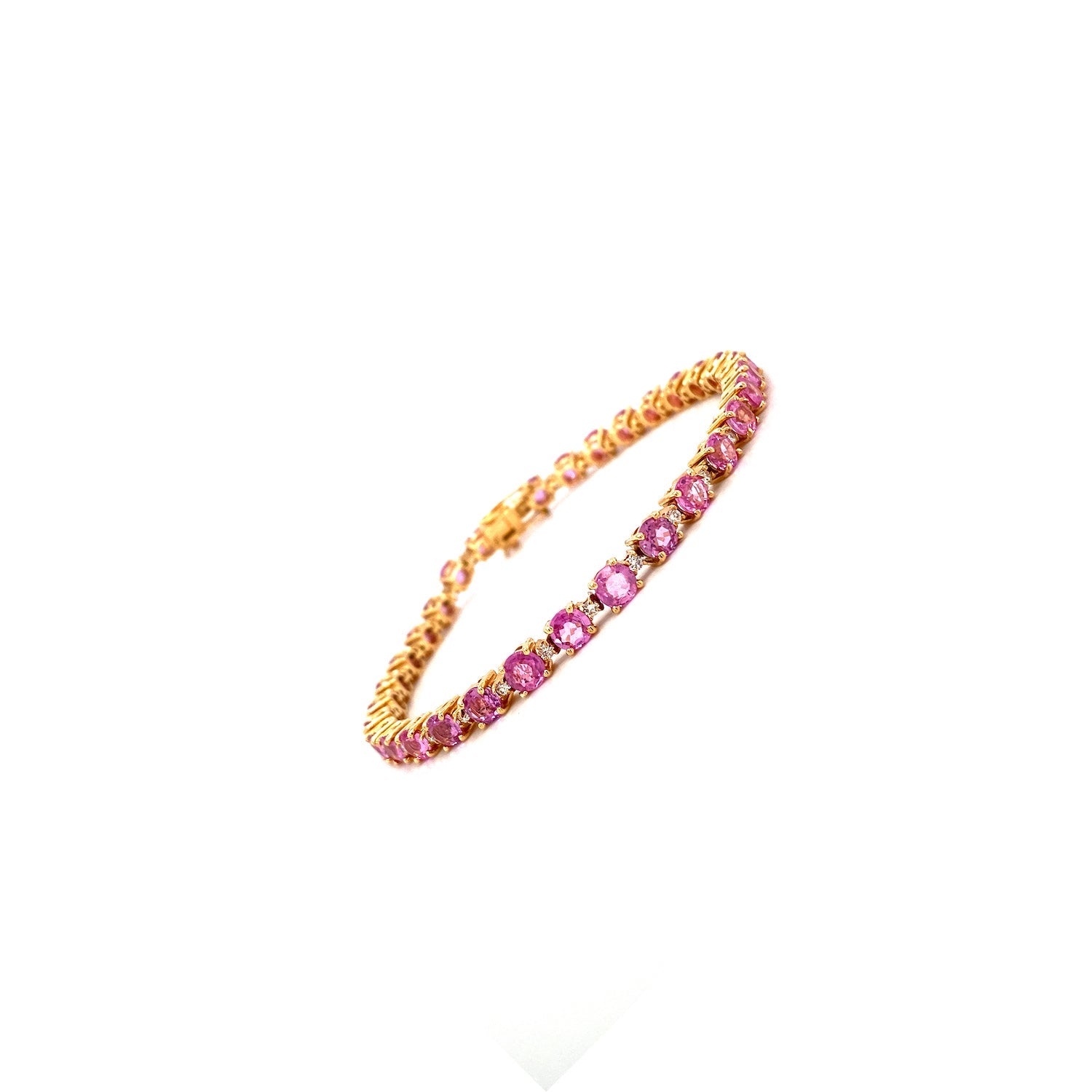 Pink Sapphire and Diamond Bracelet in 18K Yellow Gold - KGD 41038