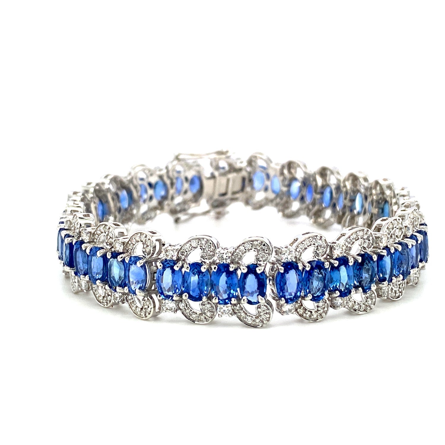 Sapphire and Diamond Bracelet in 18K White Gold - KGD 41264