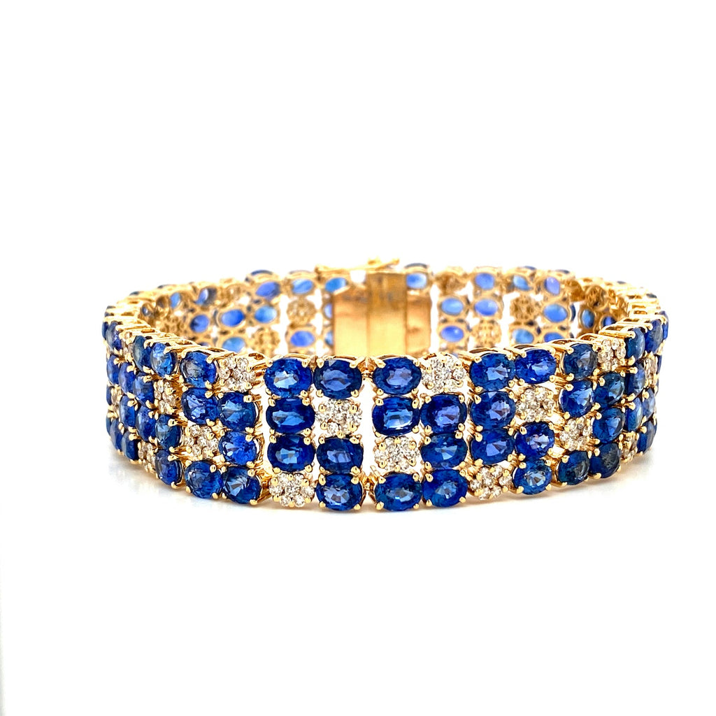Sapphire and Diamond Bracelet in 14K Yellow Gold - KGD 41294