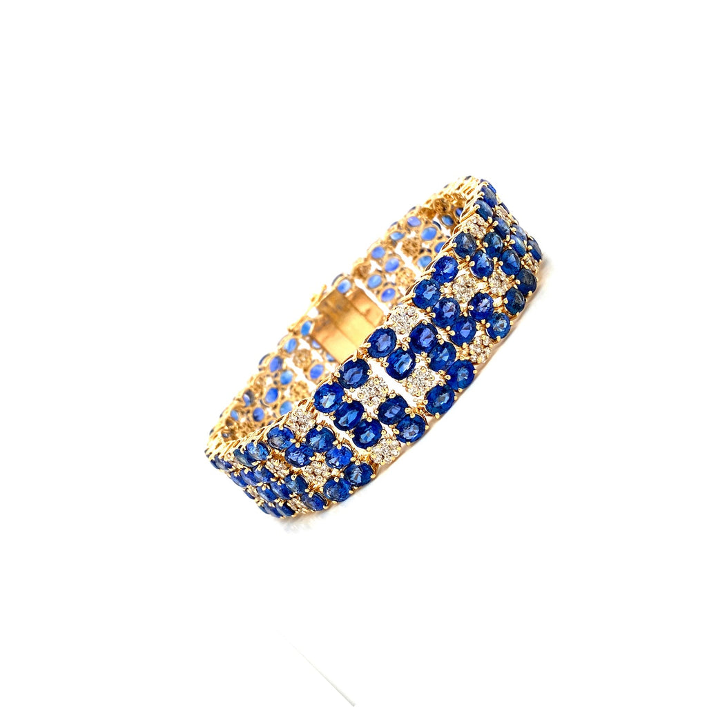 Sapphire and Diamond Bracelet in 14K Yellow Gold - KGD 41294