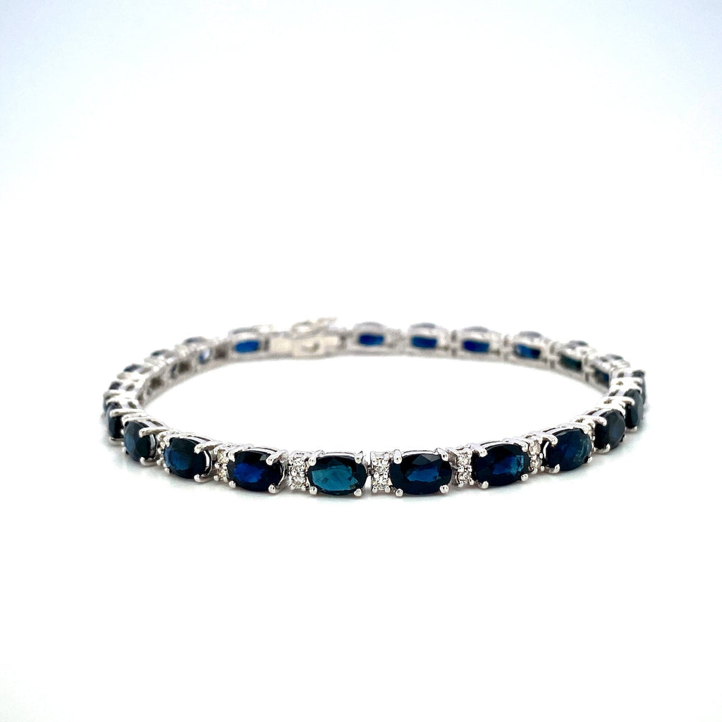 Sapphire and Diamond Bracelet in 14K White Gold - KGD 41323