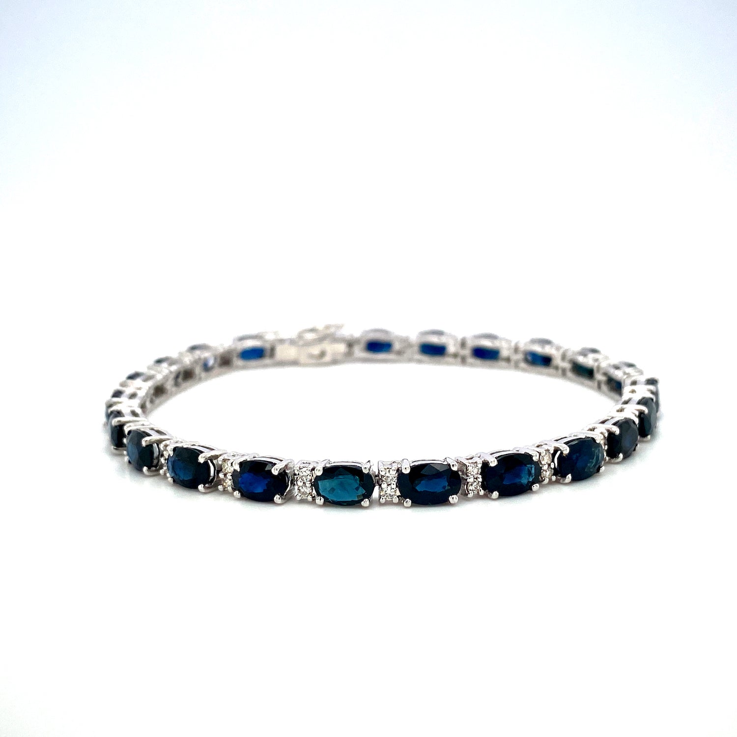 Sapphire and Diamond Bracelet in 14K White Gold - KGD 41323