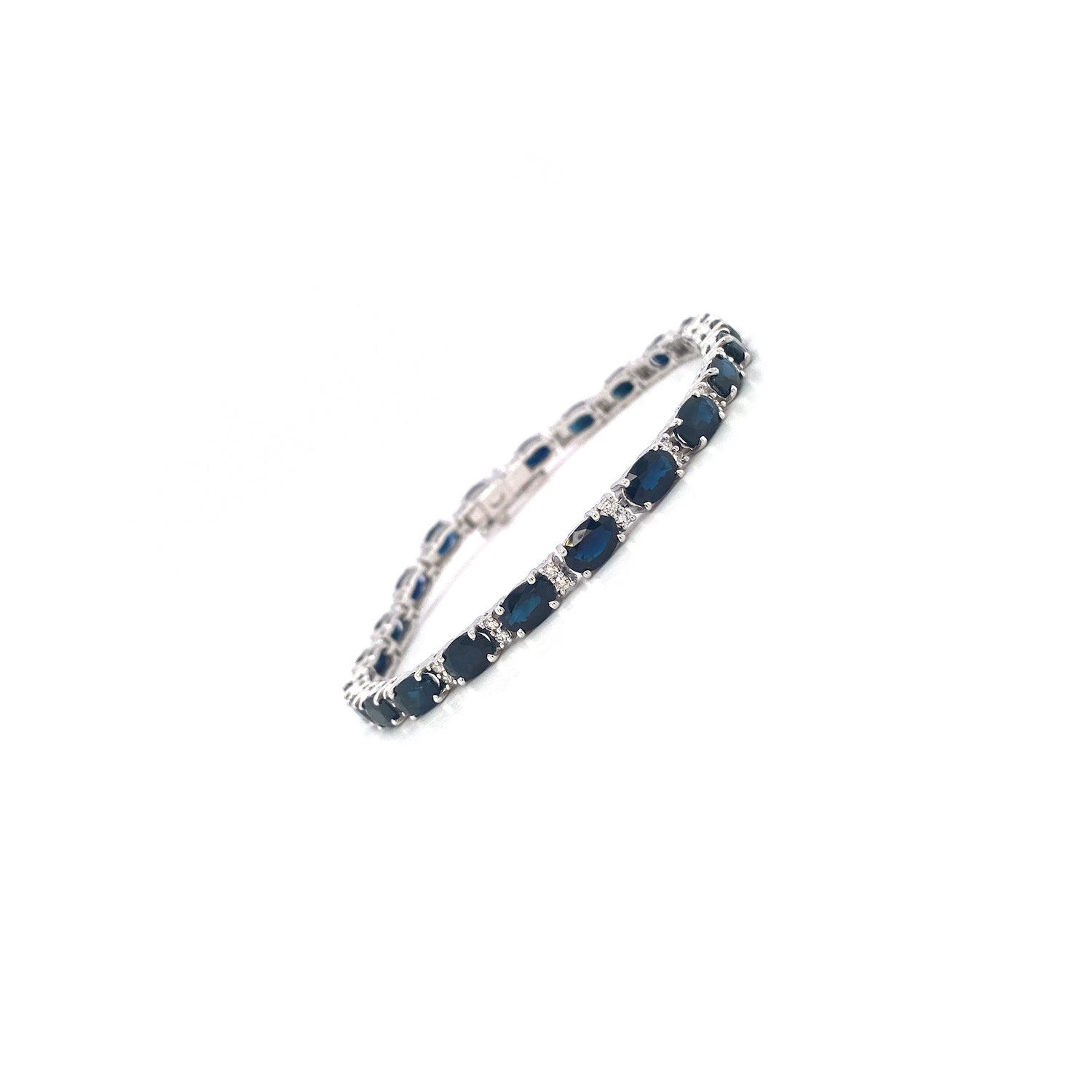 Sapphire and Diamond Bracelet in 14K White Gold - KGD 41323