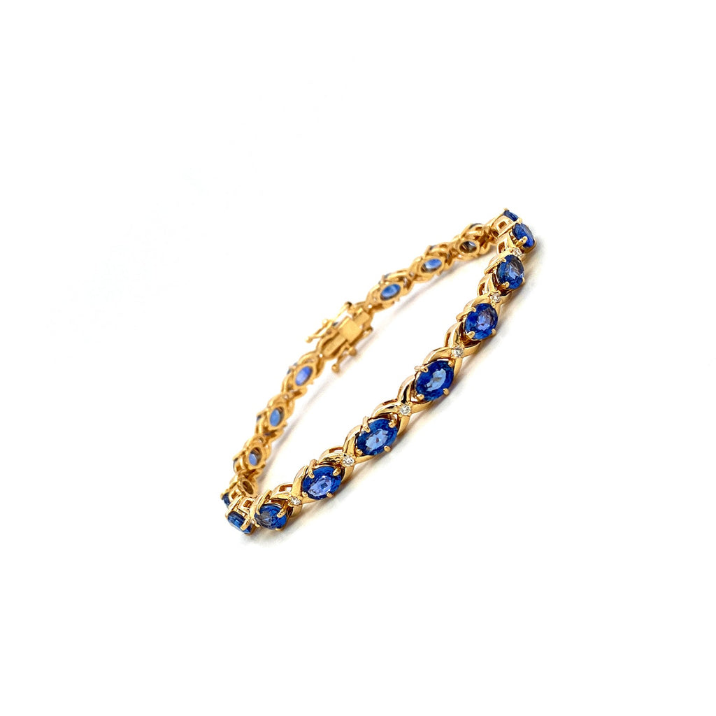 Sapphire and Diamond Bracelet in 14K Yellow Gold - KGD 41374