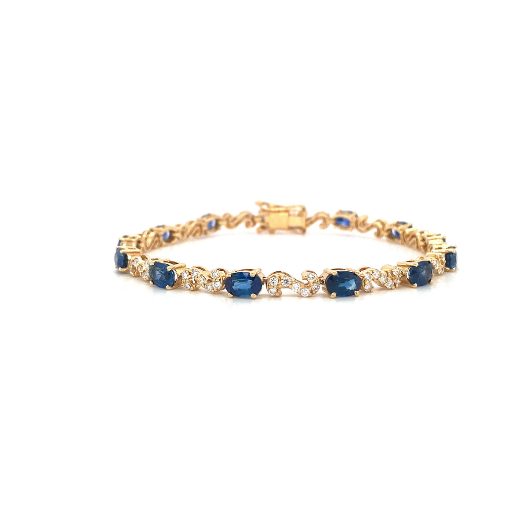Sapphire and Diamond Bracelet in 14K Yellow Gold - KGD 41387