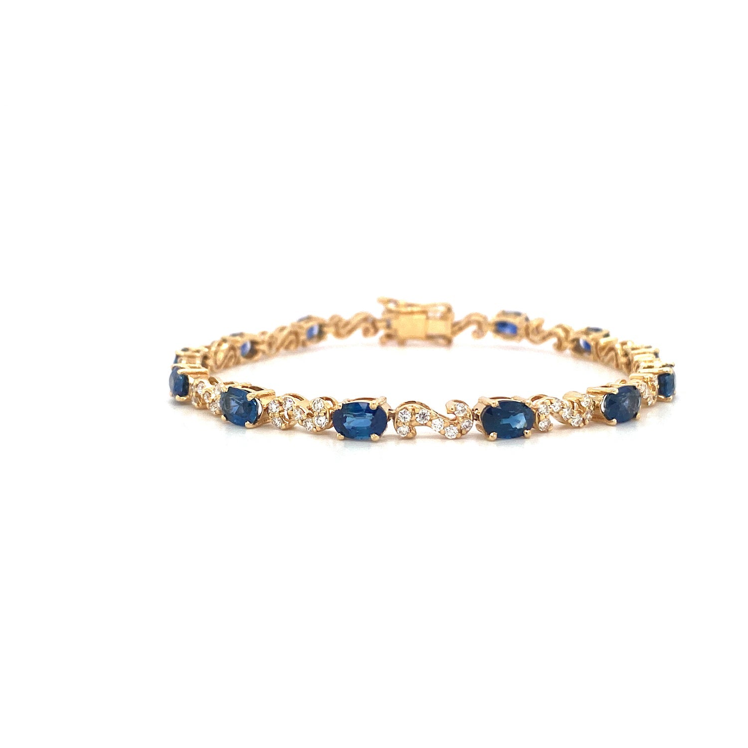 Sapphire and Diamond Bracelet in 14K Yellow Gold - KGD 41387