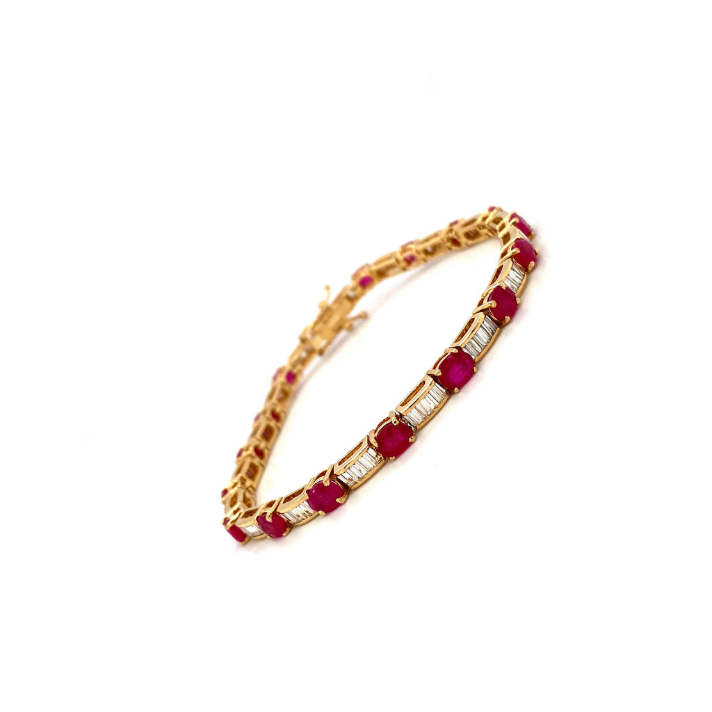 Ruby and Diamond Bracelet in 14K Yellow Gold - KGD 41401