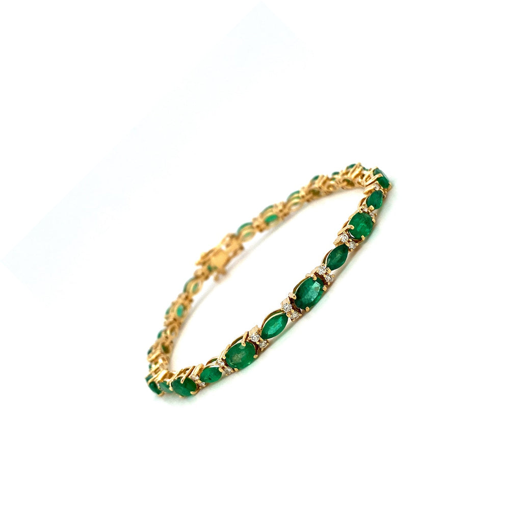 Emerald and Diamond Bracelet in 14K Yellow Gold - KGD 41429