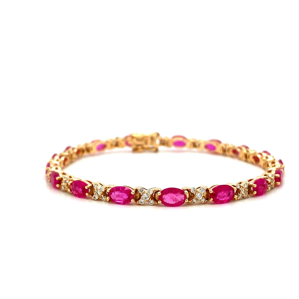 Ruby and Diamond Bracelet in 14K Yellow Gold - KGD 41493