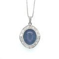 Sapphire Star and Diamond Pendant in 18K White Gold - KGP 20949