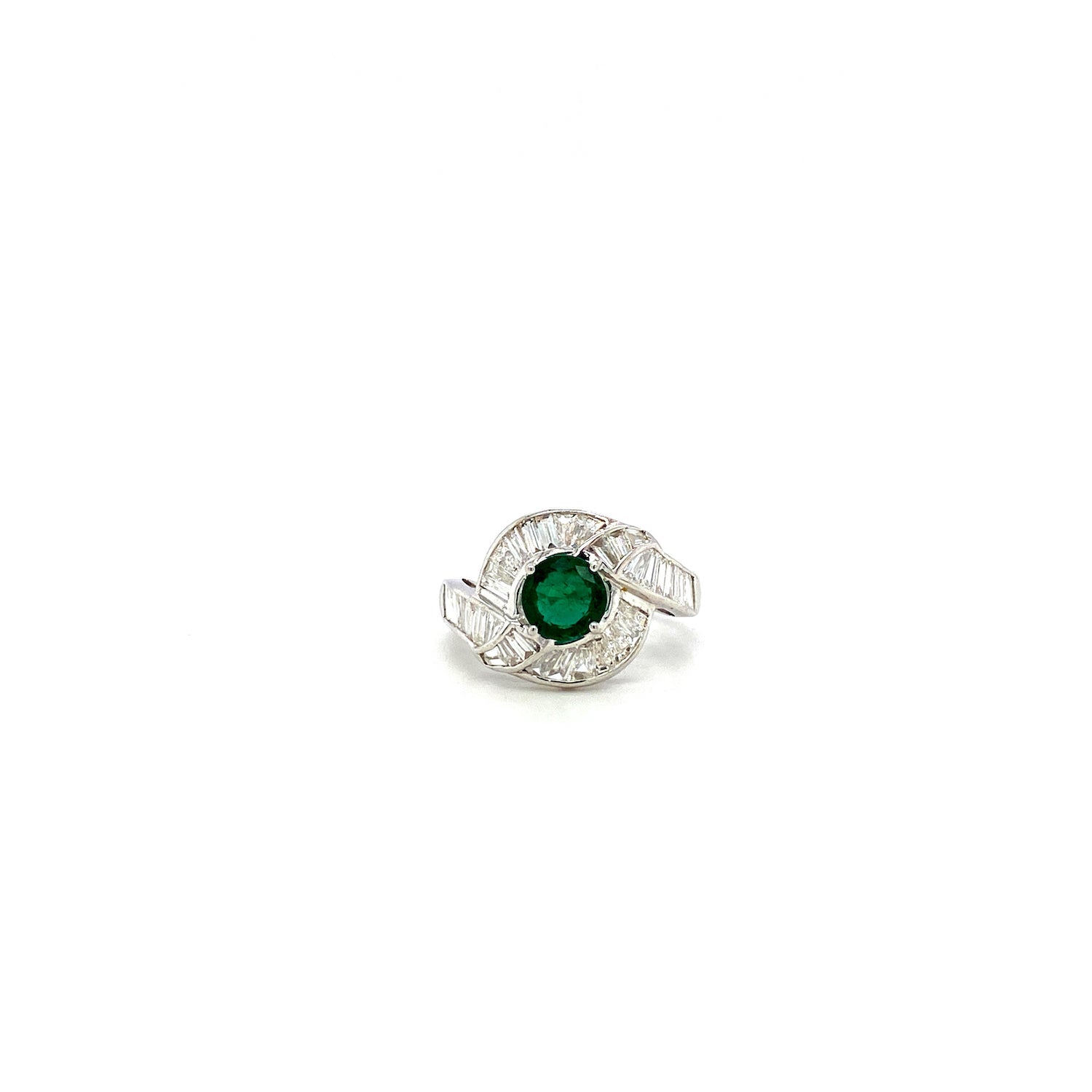 Emerald and Diamond Ring in 18K White Gold - KGR 12675