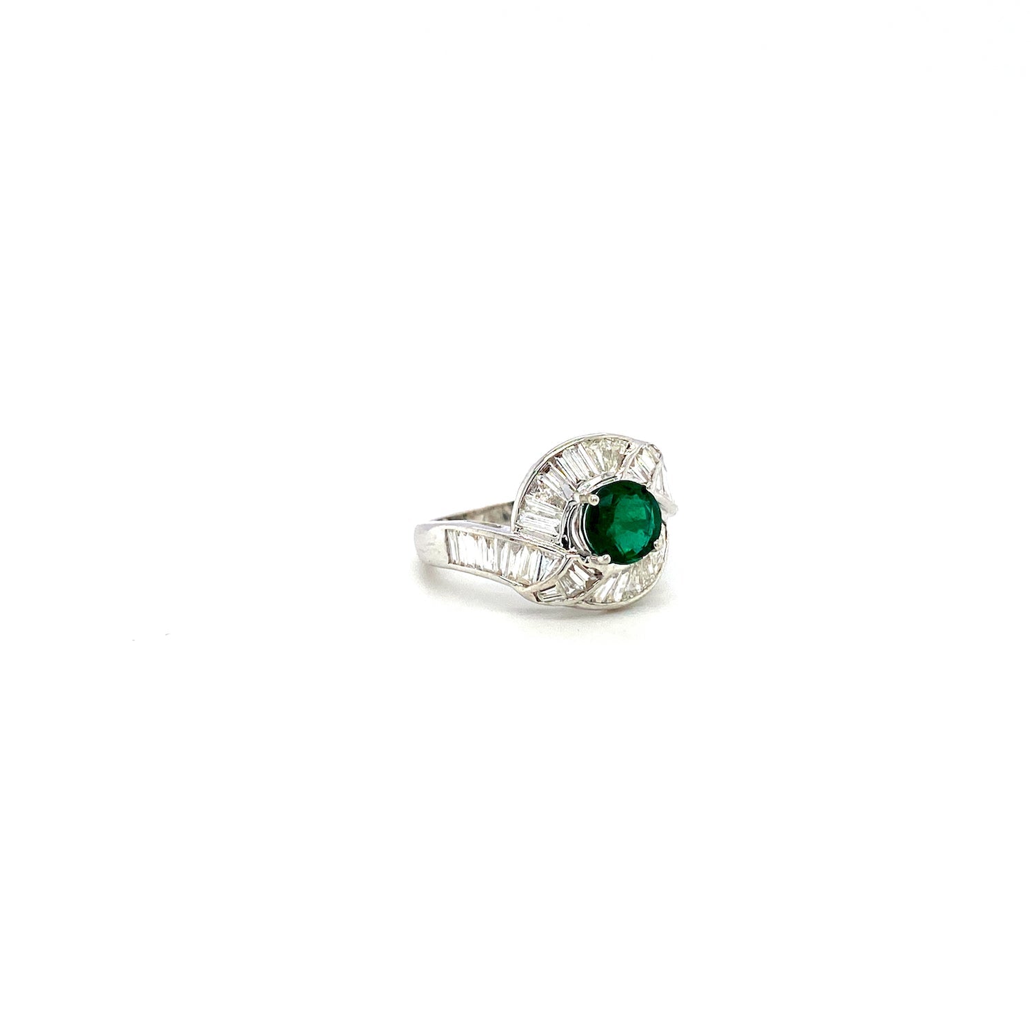 Emerald and Diamond Ring in 18K White Gold - KGR 12675