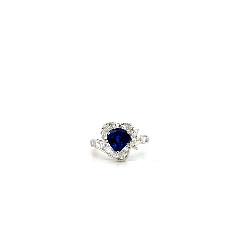 Sapphire and Diamond Ring in 18K White Gold - KGR 12742