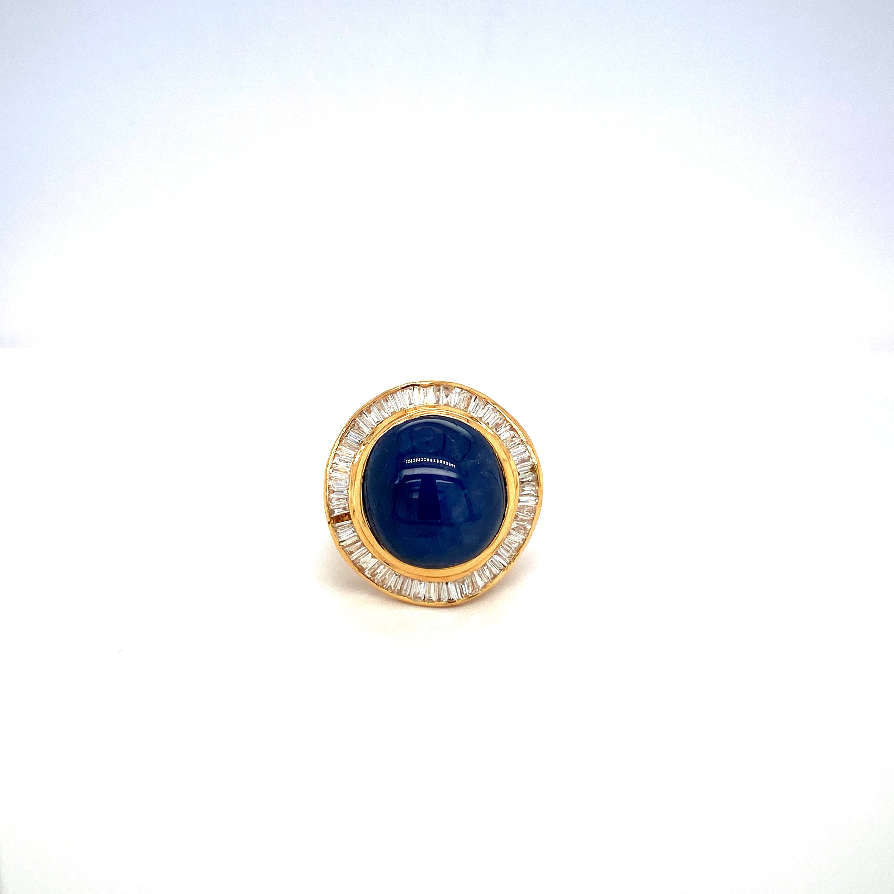 Sapphire Star and Diamond Ring in 18K Yellow Gold - KGR 13438