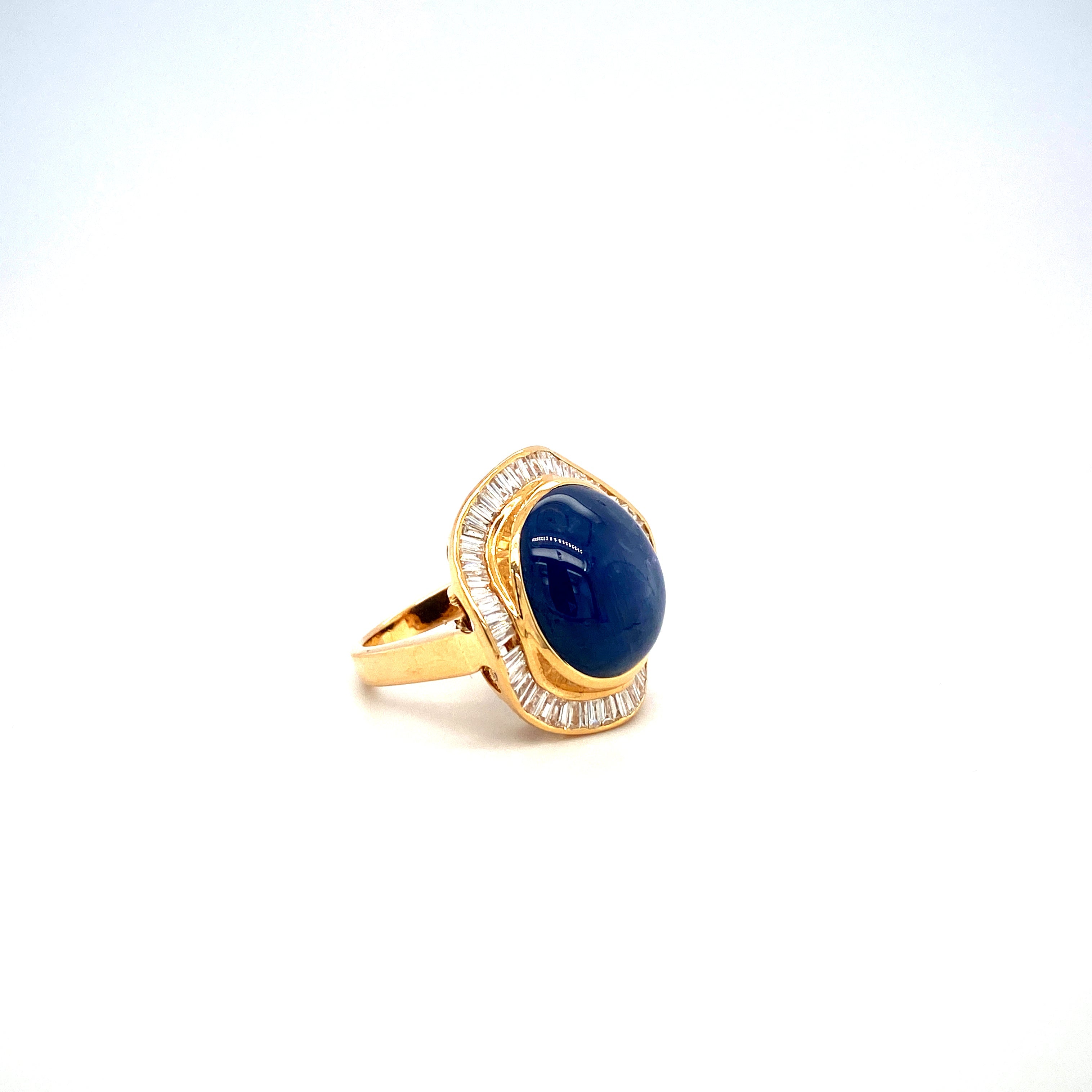 Sapphire Star and Diamond Ring in 18K Yellow Gold - KGR 13438