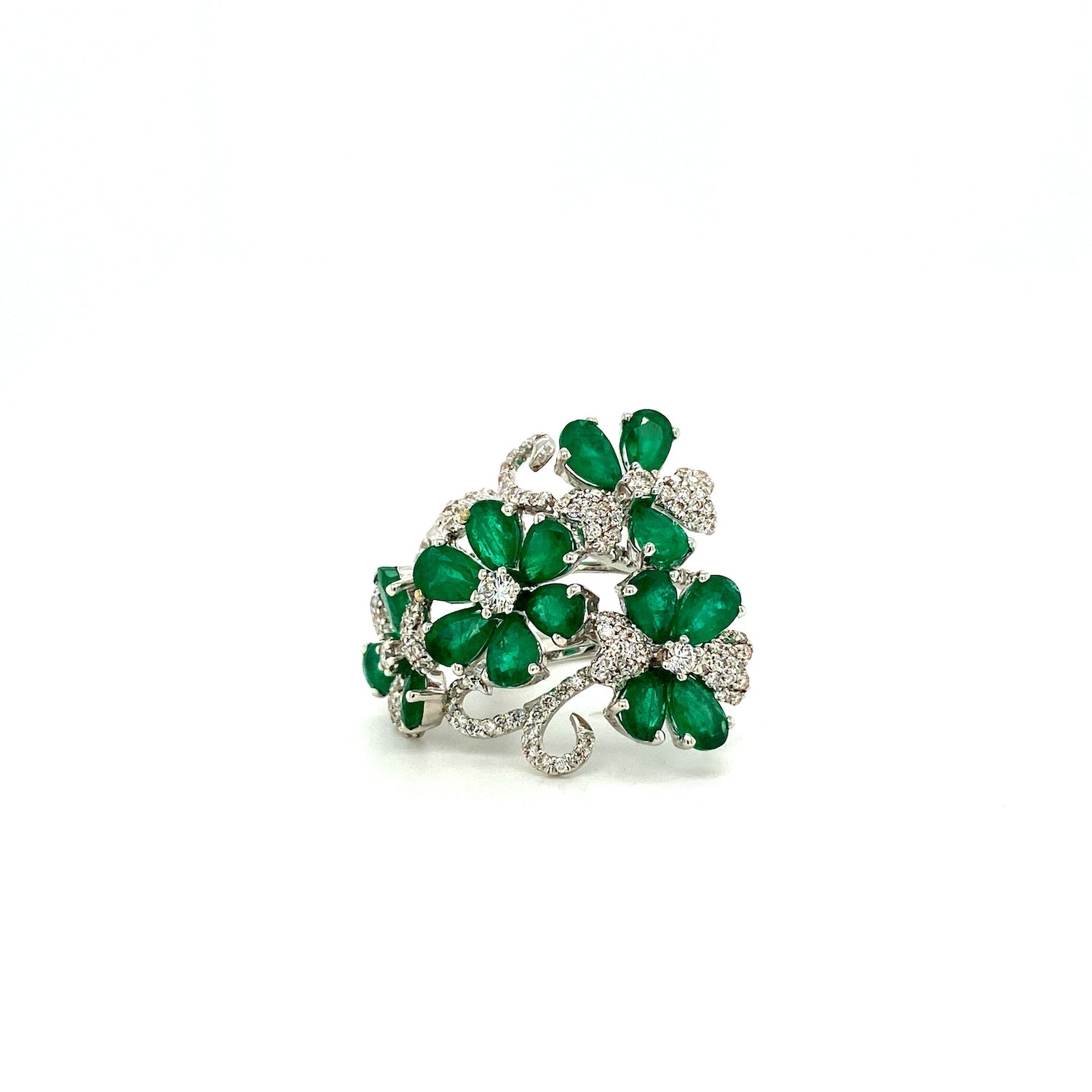 Emerald and Diamond Ring in 18K White Gold - KGR 14861