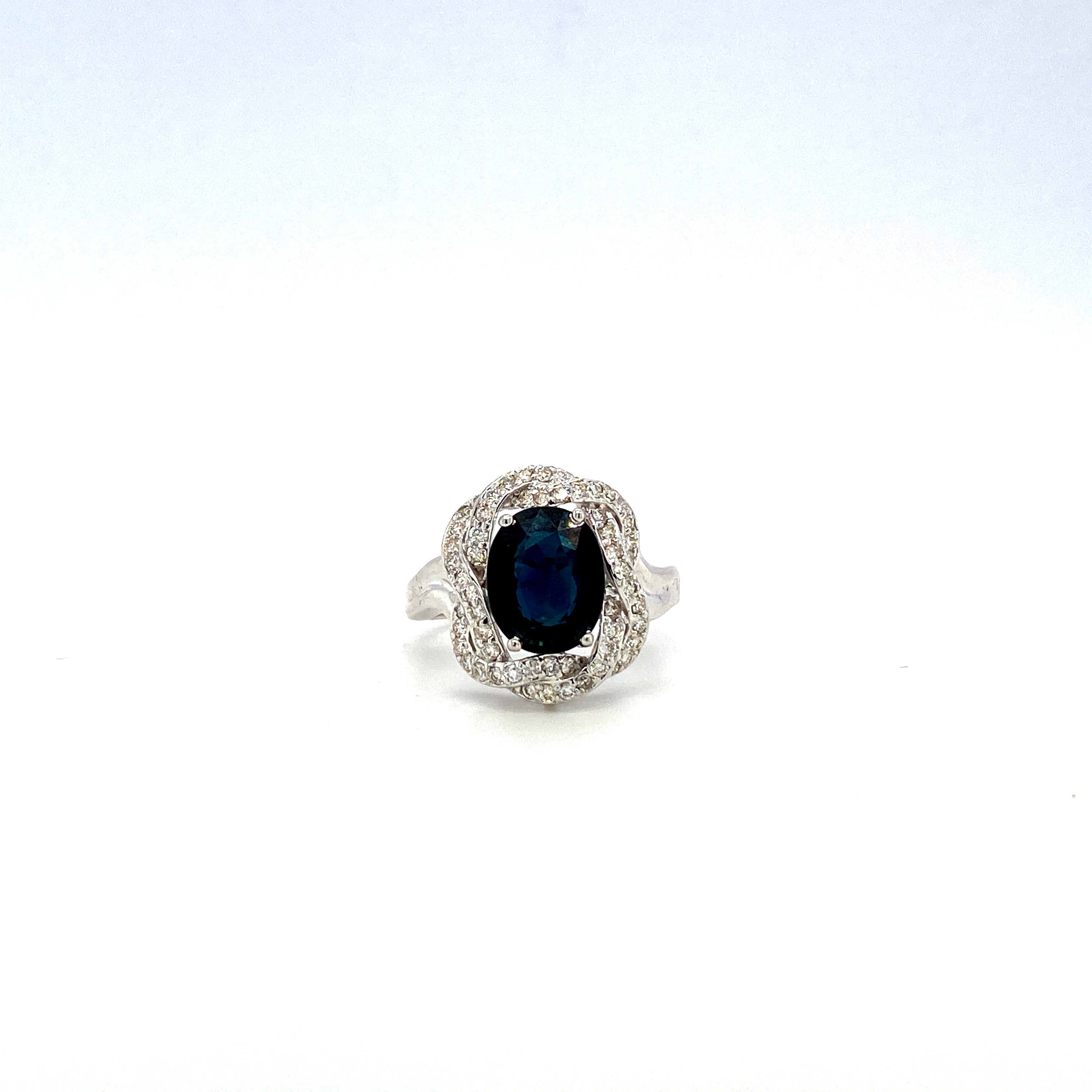 Sapphire and Diamond Ring in 18K White Gold - KGR 15091