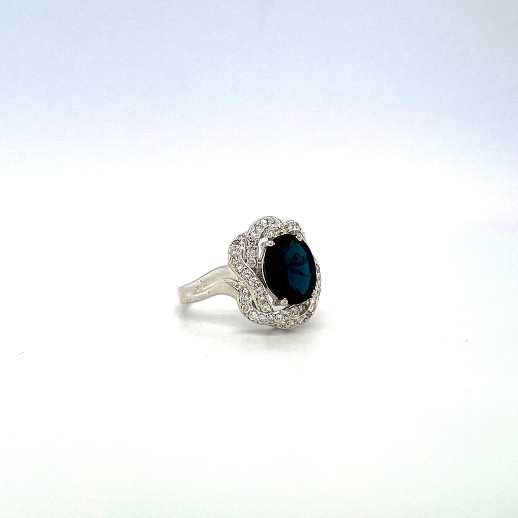 Sapphire and Diamond Ring in 18K White Gold - KGR 15091