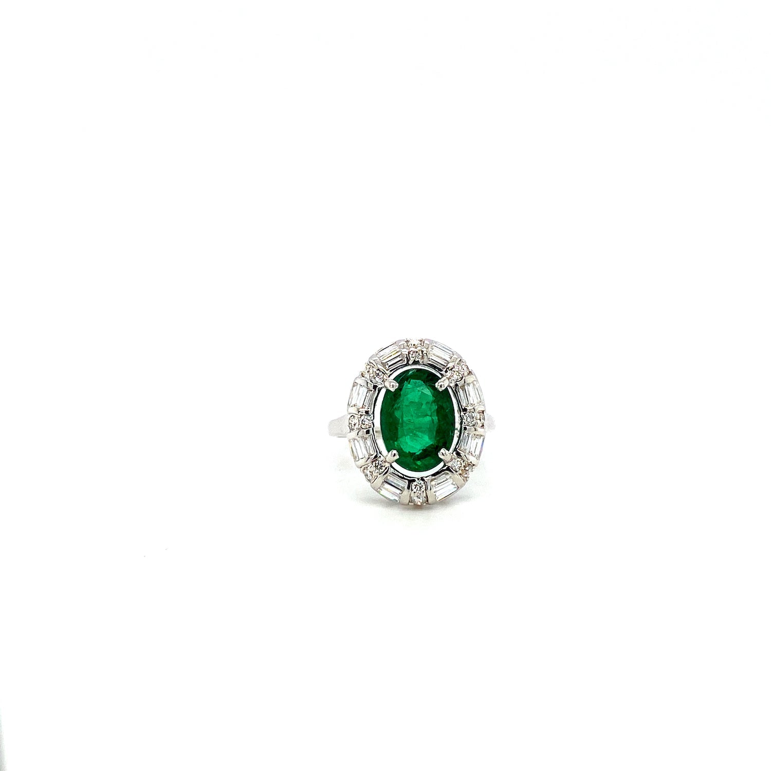 Emerald and Diamond Ring in 18K White Gold - KGR 15283