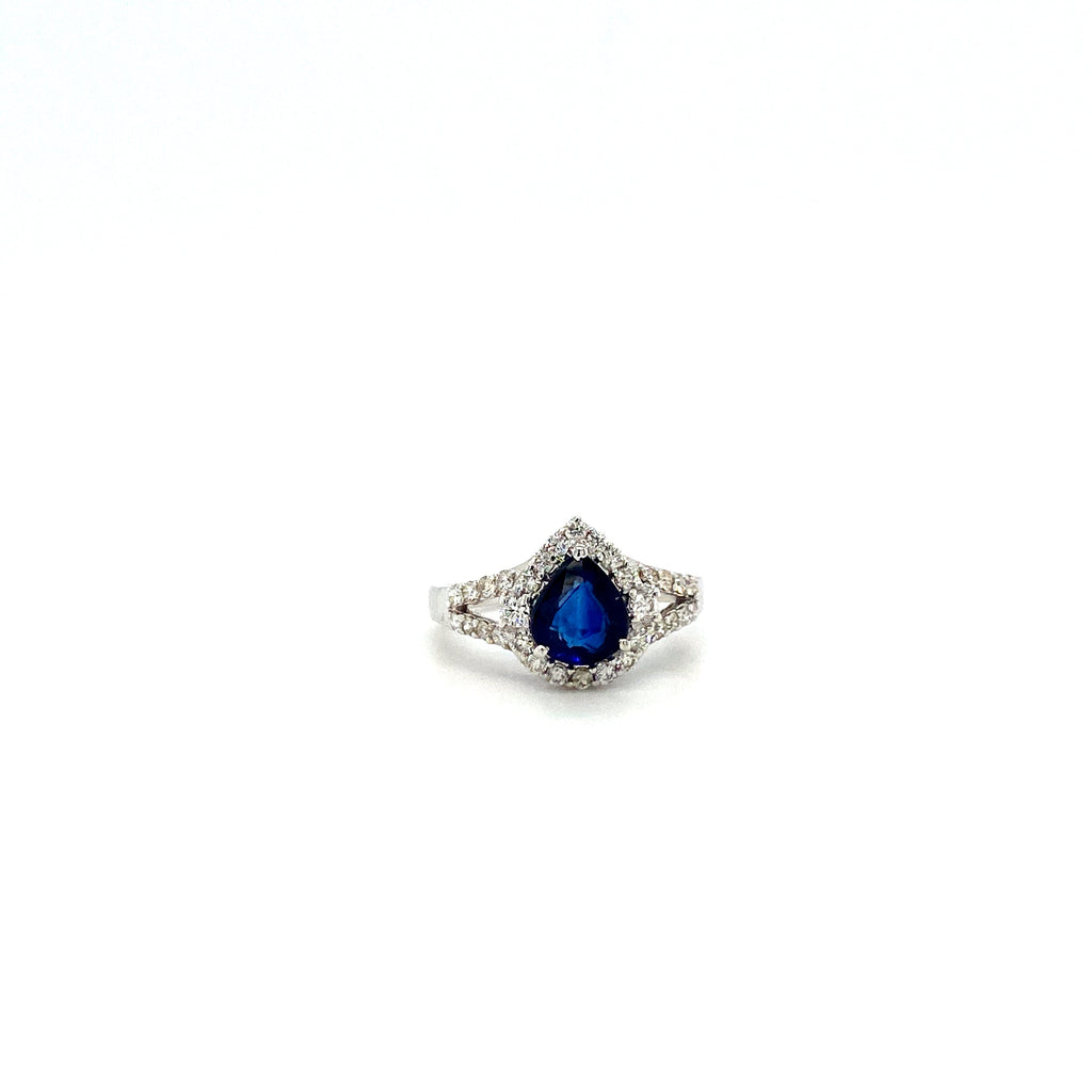Sapphire and Diamond Ring in 18K White Gold - KGR 15801