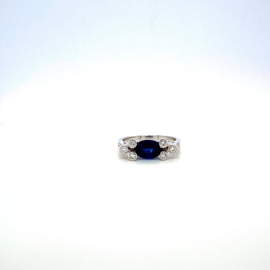 Sapphire and Diamond Ring in 18K White Gold - KGR 15867