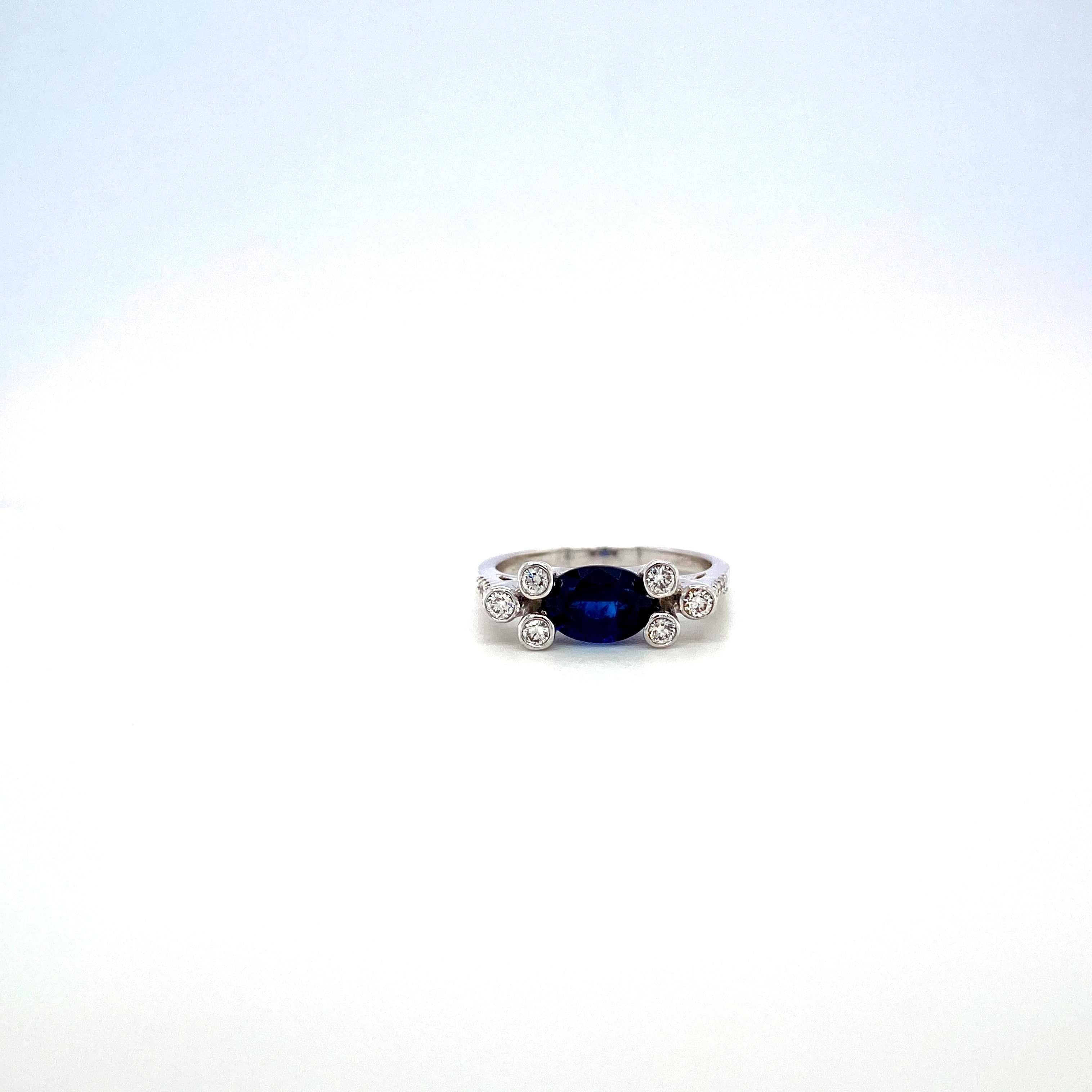 Sapphire and Diamond Ring in 18K White Gold - KGR 15867
