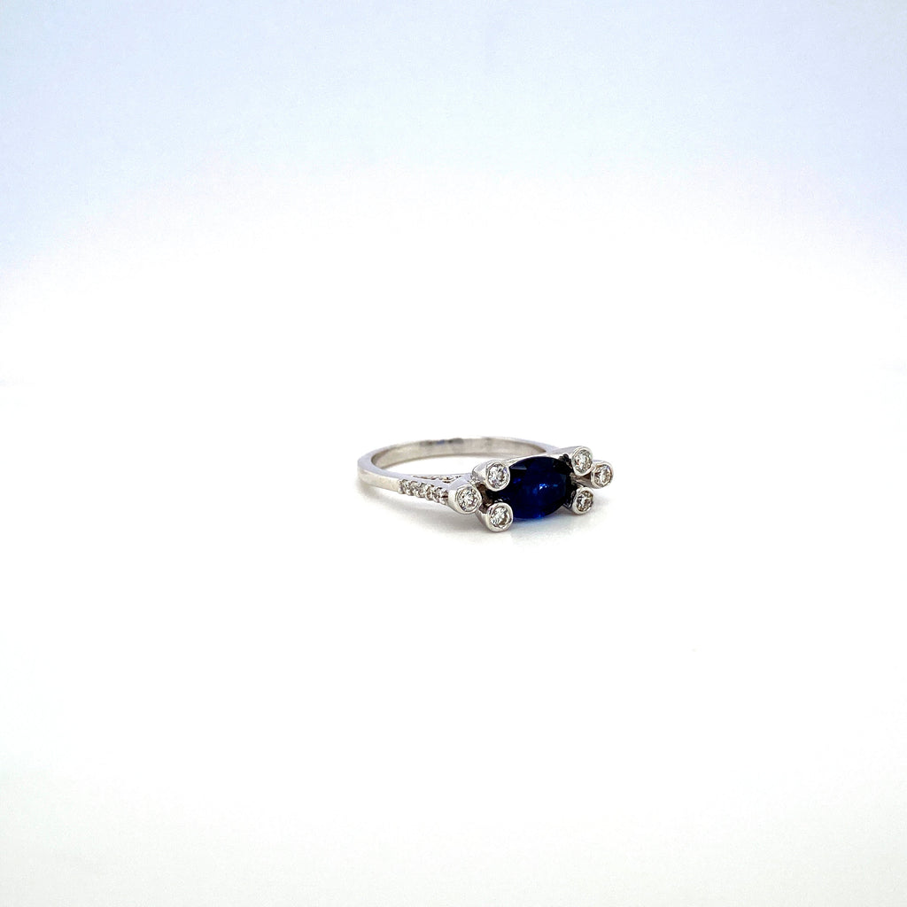 Sapphire and Diamond Ring in 18K White Gold - KGR 15867