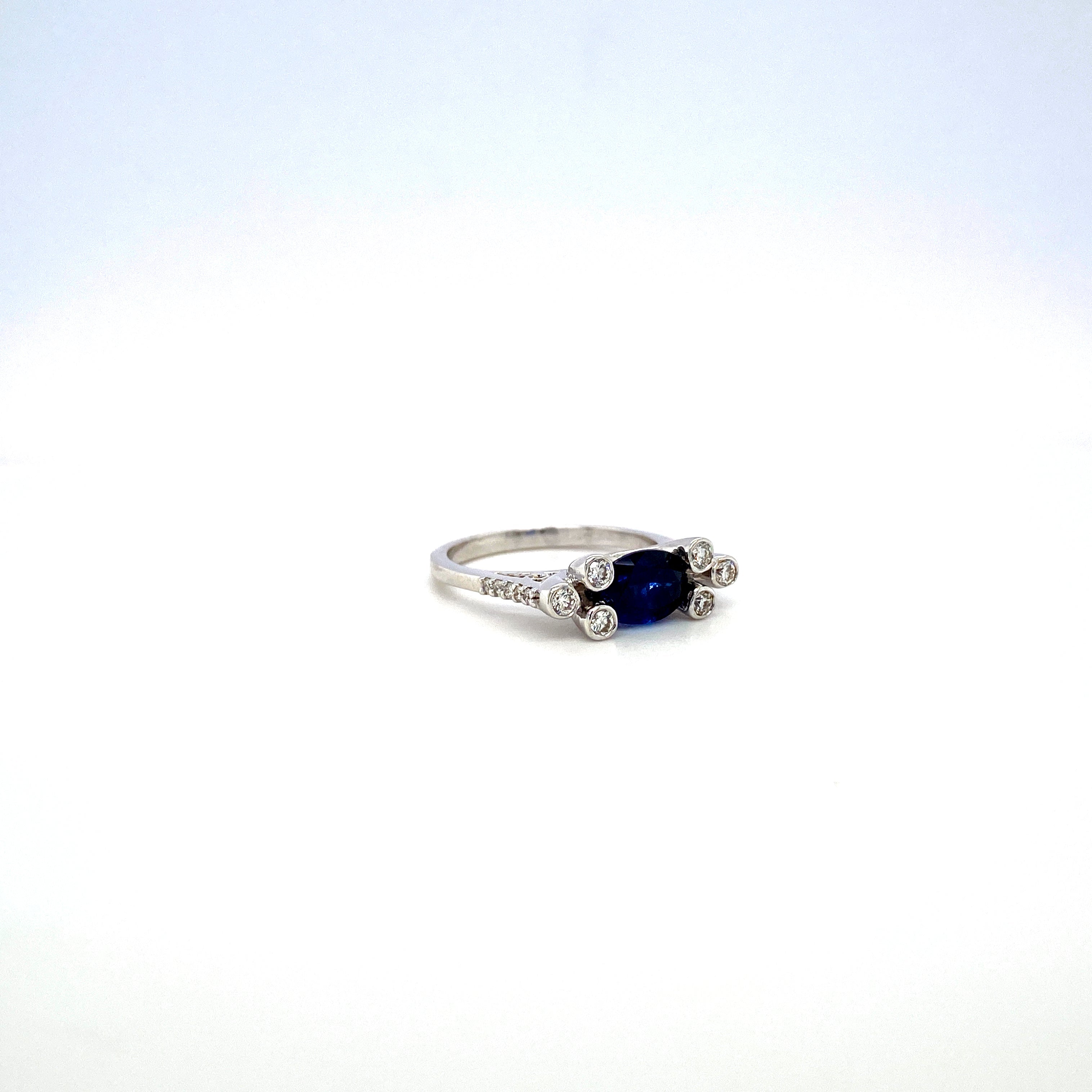Sapphire and Diamond Ring in 18K White Gold - KGR 15867