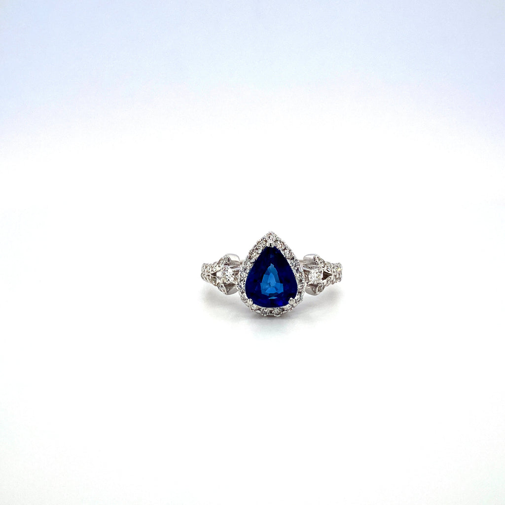 Sapphire and Diamond Ring in 18K White Gold - KGR 15957