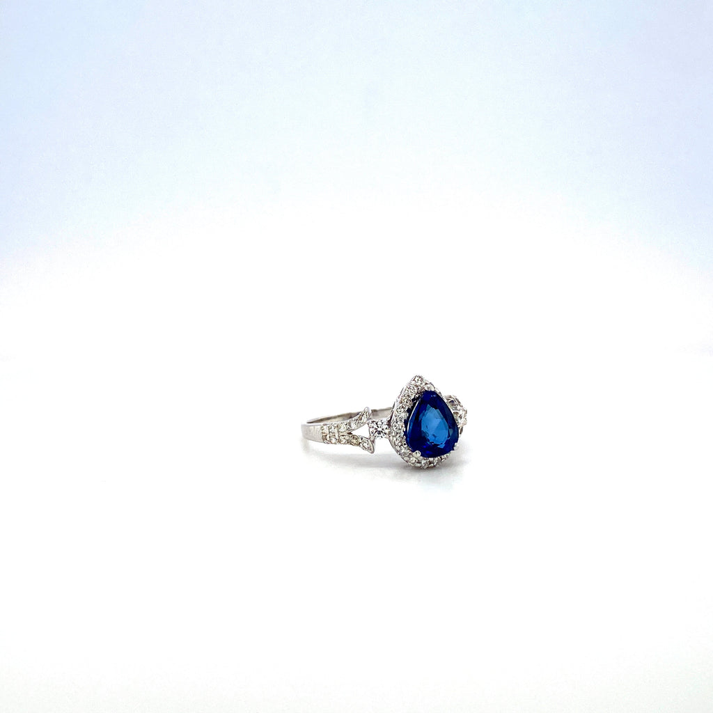 Sapphire and Diamond Ring in 18K White Gold - KGR 15957