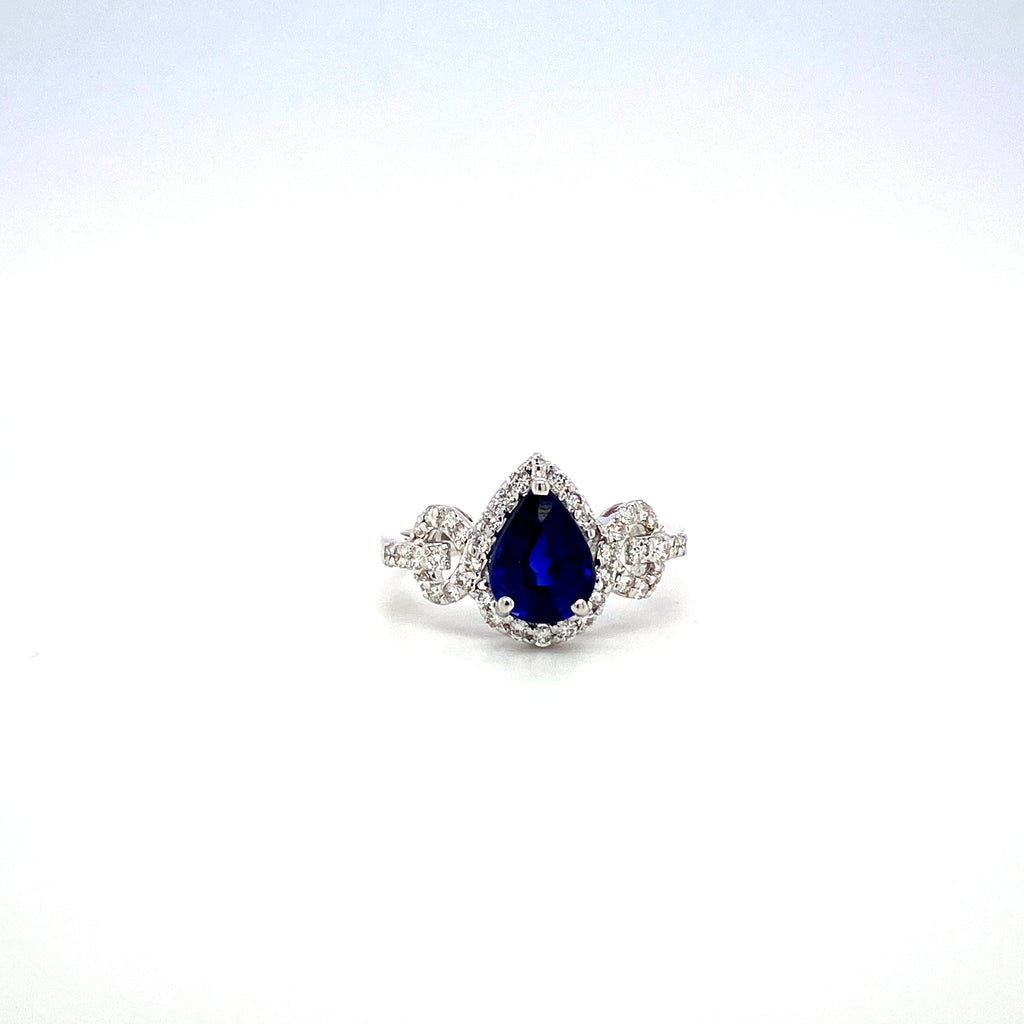 Sapphire and Diamond Ring in 18K White Gold - KGR 16071