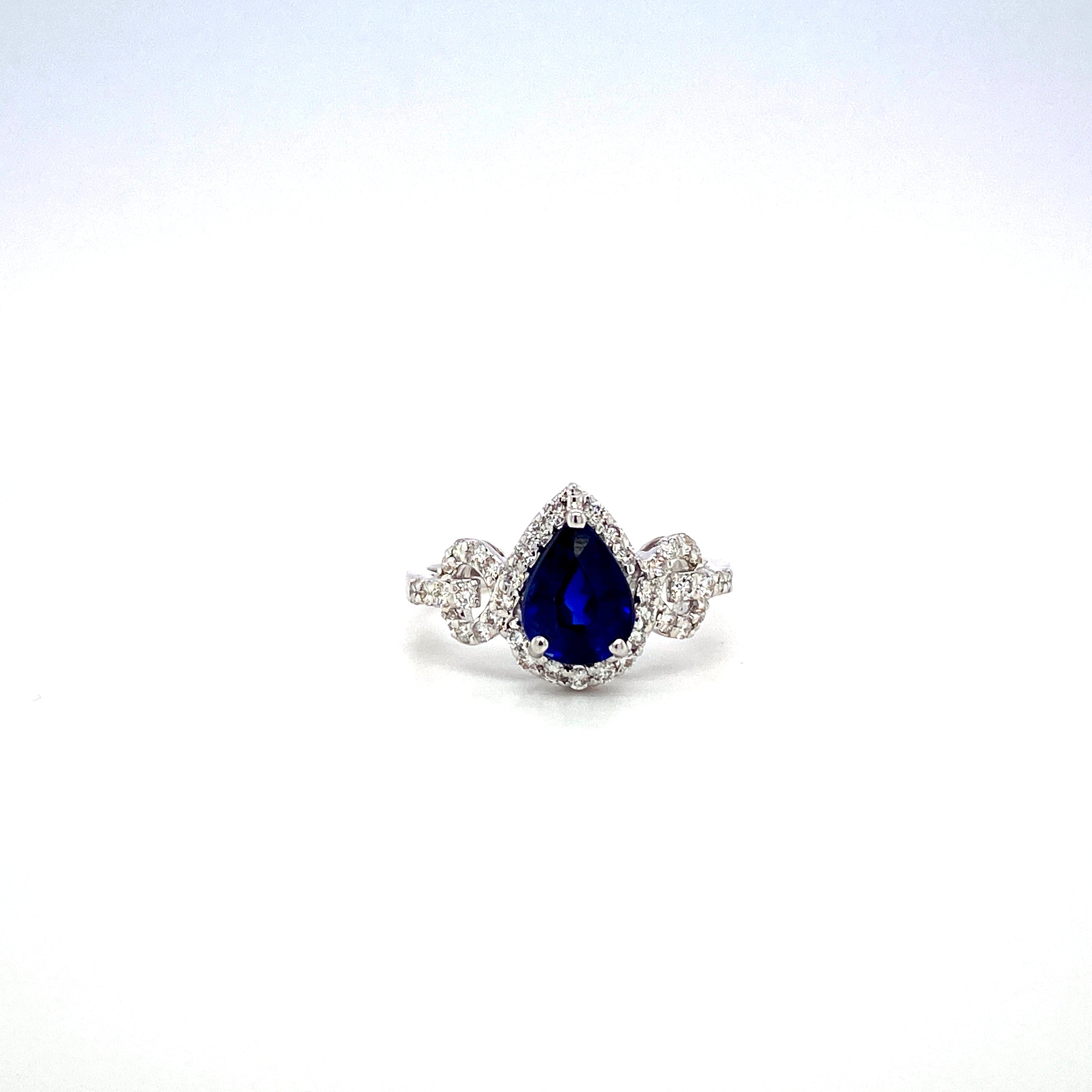 Sapphire and Diamond Ring in 18K White Gold - KGR 16071
